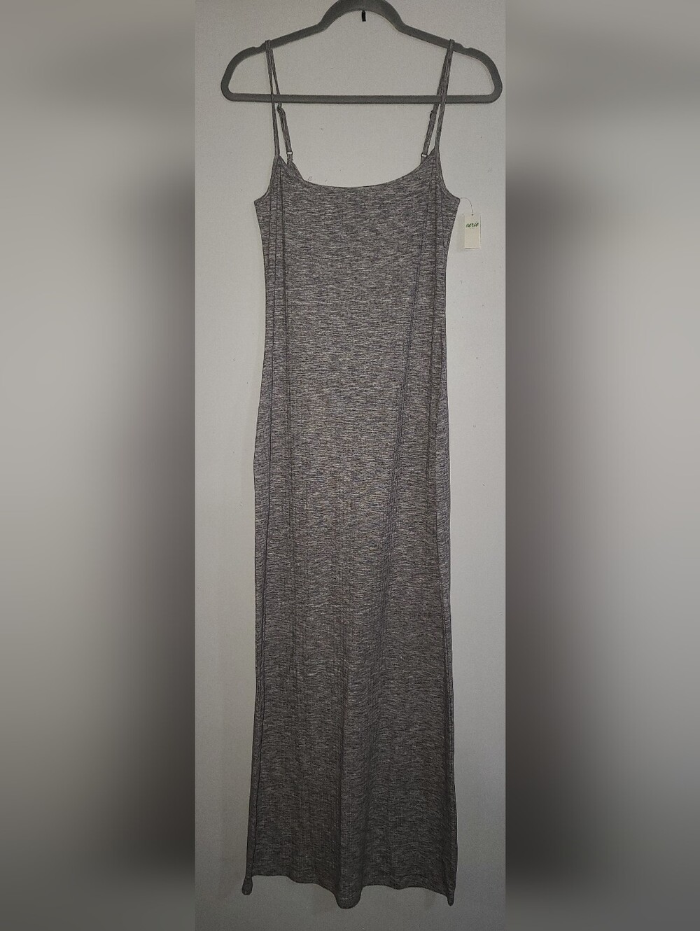 NWT Aerie Sleek Grey Ribbed Knit Maxi Dress Large